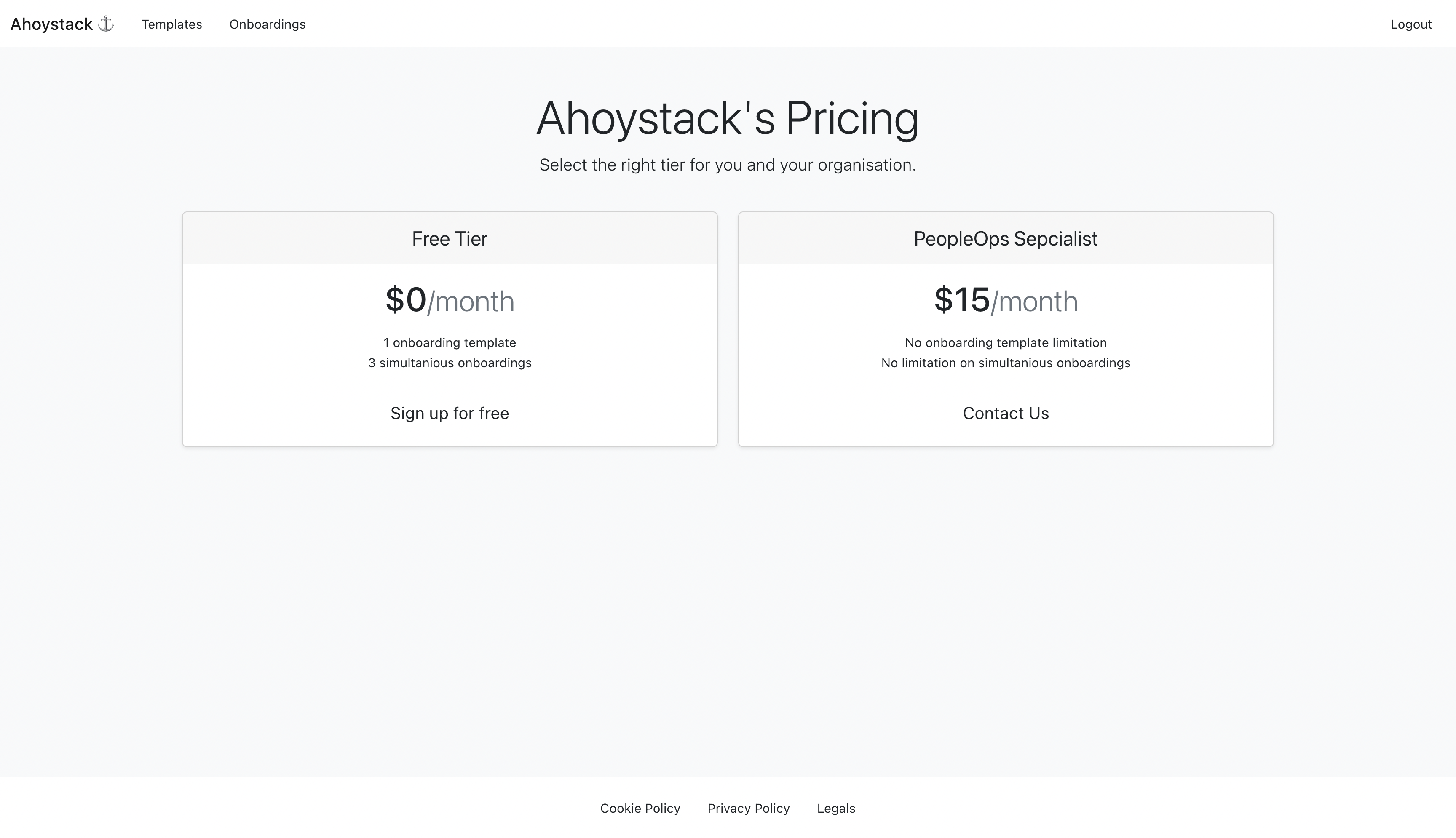 Ahoystack Onboarding List