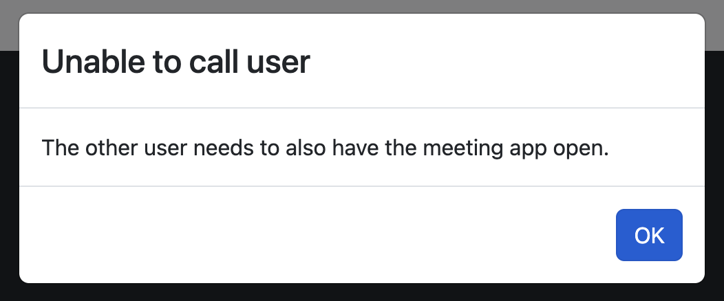 Meeting can't call user