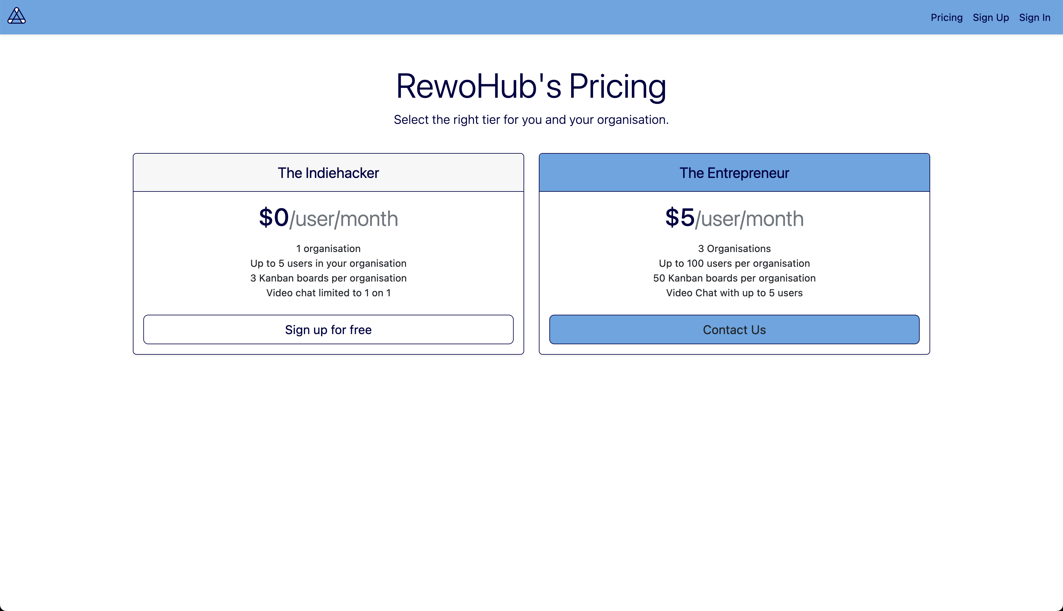 Pricing page